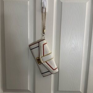 Micheal Kors White Wristlet with Gold and Rainbow Accents